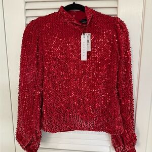 Sanctuary Sparkling Red Sequin Blouse